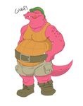  anthro belly belt big_belly boots bulge canson clothing crocodile crocodilian donkey_kong_(series) footwear hat klump kremling licking licking_lips male muscular navel nintendo overweight reptile scalie shirt solo swallowing tank_top tongue tongue_out video_games 
