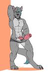  abs anthro balls biceps briefs canine clothing collar crash_azarel erection grin hand_behind_head holding_penis humanoid_penis kenjin male mammal mostly_nude muscular muscular_male paws pecs penis smile solo uncut underwear vein veiny_penis wolf 