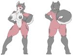  anthro breasts butt canine female looking_at_viewer mammal nipples nude open_mouth pussy smile solo spazman standing thick_thighs voluptuous wide_hips 