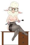  anthro breasts caprine clothing color-spark crayzee609 dawn_bellwether disney eyewear female garter_belt garter_straps legwear mammal nipples riding_crop sheep short_stack solo stockings whip zootopia 