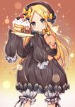  abigail_williams_(fate/grand_order) absurdres bad_id bad_pixiv_id bangs black_bow black_dress black_hat blonde_hair bloomers blue_eyes blush bow bug butterfly cake closed_mouth commentary dress eyebrows_visible_through_hair fate/grand_order fate_(series) food forehead fruit hair_bow hat head_tilt hi_(wshw5728) highres holding holding_plate insect lock long_hair long_sleeves looking_at_viewer object_hug orange_bow padlock parted_bangs plate polka_dot polka_dot_bow sleeves_past_fingers sleeves_past_wrists smile solo sparkle star strawberry stuffed_animal stuffed_toy teddy_bear underwear very_long_hair white_bloomers 