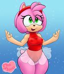  &lt;3 &lt;3_eyes amy_rose anthro ballerina bare_shoulders breasts camel_toe clothing cute female fur glitter green_eyes hair hairband hedgehog leotard mammal miss_moosie nipple_bulge open_mouth open_smile pink_fur pink_hair short_hair smile sonic_(series) sr thick_thighs tutu wide_hips 