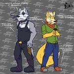  ascot cigarette clothed clothing collar duo english_text eye_patch eyewear fox_mccloud fully_clothed model_sheet nintendo slightly_fat smoking star_fox text ventkazemaru video_games wolf_o&#039;donnell 