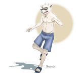  clothed clothing cole_(nitw) eyewear male mammal night_in_the_woods procyonid raccoon shorts simple_background sunglasses topless yonoirishi 