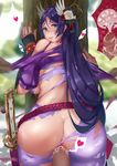  1girl anus ass blue_eyes cross-section ctrlz77 fate/grand_order fate_(series) from_behind hair_ornament hetero highres long_hair looking_back minamoto_no_raikou_(fate/grand_order) penis pov purple_hair sex sheath sheathed smile sword torn_clothes uncensored vaginal very_long_hair weapon 
