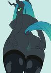  anthro breasts butt clothing dock female friendship_is_magic hair hi_res horn legwear lonelycross looking_at_viewer my_little_pony pussy queen_chrysalis_(mlp) simple_background solo 