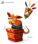  aku_aku bandicoot black_eyes crash_bandicoot crash_bandicoot_(series) cryptid-creations explosives food fruit mammal marsupial mask simple_background tnt video_games white_background wumpa_fruit 