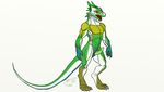  animal_genitalia anthro digitigrade dragon erection genital_slit green_scales horn male open_mouth penis scales scalie simple_background slit white_background white_scales 
