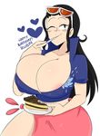 big_breasts black_hair cake jinu nico_robin one_piece 