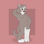  cat douglas_benson feline male mammal neenya nude purple_background simple_background towel yellow_sclera 