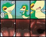  ambiguous_gender anthro comic duo feral first_person_view internal kuroodod nintendo open_mouth oral_vore pok&eacute;mon pok&eacute;mon_(species) saliva scalie simple_background snivy tongue unknown_species video_games vore 