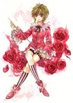  asellus_(saga_frontier) bad_id bad_pixiv_id breasts dress flower green_hair red_flower red_rose rose saga saga_frontier shiroma_(mamiko) short_hair solo 