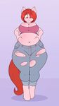  2018 absurd_res anthro belly big_belly big_breasts breasts clothed clothing digital_media_(artwork) equine eyebrows_visible_through_hair fan_character female hair hi_res mammal my_little_pony navel overweight overweight_female pigeon_toed short_hair simple_background slightly_chubby solo stunnerpony thigh_gap torn_clothing translucent_hair tube_top wardrobe_malfunction 