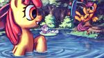  2016 absurd_res apple_bloom_(mlp) arthropod butterfly close-up cub cute cutie_mark cutie_mark_crusaders_(mlp) digital_media_(artwork) digital_painting_(artwork) earth_pony equine eyelashes eyes_closed feathered_wings feathers female feral flower forest friendship_is_magic grass grin group hair hair_bow hair_ribbon hi_res horn horse inner_tube inowiseei insect log lying mammal multicolored_hair my_little_pony nature nude on_back open_mouth open_smile orange_eyes outside pegasus plant pond pony purple_eyes purple_hair red_hair ribbons ripples rock scootaloo_(mlp) scooter shrub smile sunlight suspended_in_midair sweetie_belle_(mlp) swimming teeth tongue tree two_tone_hair unicorn water wet wings wood young 