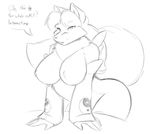  anthro april big_breasts big_tail breasts canine chest_tuft cosplay dialogue digimon female fluffy fox hair leaning leaning_forward long_hair looking_at_viewer mammal mostly_nude renamon solo starfighter tuft wide_hips 