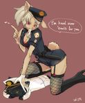  1boy 1girl artist_request blonde_hair boots cat furry hat police_uniform rabbit sailor_outfit solo 