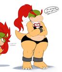  2018 anthro bowser bowser_jr. crossed_arms crossgender dialogue digital_media_(artwork) duo english_text fangs female hair hi_res koopa long_hair mario_bros neckerchief nintendo ponytail scalie simple_background sssonic2 text video_games white_background 