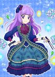  aikatsu! blush dress hikami_sumire long_hair purple_hair smile straight_hair violet_eyes 