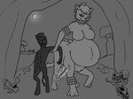  africa belly big_belly big_breasts breasts cave equine evergreenplate female liontaur male mammal pregnant size_difference skull taur zebra 