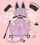  balls blindfold butt cock_ring collar condom cumlube eeveelution espeon feral gag hi_res lube male nintendo penis pok&eacute;mon pok&eacute;mon_(species) precum ring_gag rope sex_toy solo spreader_bar superramen vibrator video_games whip 