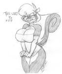  2016 2017 anthro armwear big_breasts breasts choker cleavage clothed clothing dress elbow_gloves eyewear female fluffy fluffy_tail fur glasses gloves hair huge_breasts mammal monochrome sabrina_(sabrina_online) sabrina_online sketch skunk solo teer 