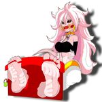  1girl abuse android android_21 android_majin ball_gag barefoot belly breasts crying dragon dragonball evil feet foot_tickling full_body fun gag gagged ghost helpless legs long_hair majin mechanical_fixation orgasm pink_skin red_eyes sitting smile soles streaming_tears tears tickle_torture tickling tied toes torture very_long_hair vibrator white_hair 