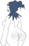  big_butt blush breasts butt colored_sketch crossgender demon female honeyboyy hood humanoid jack_frost_(megami_tensei) megami_tensei mostly_nude nipples open_mouth portrait rear_view simple_background solo standing three-quarter_portrait white_background white_nipples white_skin 