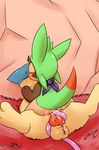  2018 absurd_res ambiguous_gender anal anal_penetration balls bandanna blush butt carpetwurm chespin digital_media_(artwork) double_penetration duo eyes_closed feral hi_res kissing male male/ambiguous nintendo outside penetration pok&eacute;mon pok&eacute;mon_(species) pok&eacute;mon_mystery_dungeon quilava sex signature spread_legs spreading tentacles video_games 