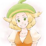  bel_(pokemon) blonde_hair breasts commentary_request dress green_eyes hat pokemon pokemon_(game) pokemon_bw short_hair small_breasts solo yuuge_miso 