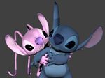  2014 3d_(artwork) 4_fingers alien angel_(lilo_and_stitch) antennae black_eyes blue_claws blue_fur blue_nose claws demonxtartarus digital_media_(artwork) disney duo experiment_(species) fur grey_background hug hugging_from_behind lilo_and_stitch notched_ear pink_claws pink_fur purple_nose romantic_couple simple_background smile stitch 