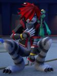  anthro anthrofied barefoot blue_eyes bottomless claws clothed clothing crouching disney fur gloves goofy_(disney) grey_fur hair jacket jewelry kingdom_hearts male monster_gloves monsters_inc necklace pendant pixar screencap short_hair sora_(kingdom_hearts) square_enix stripes video_games young 