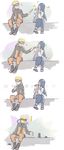  1girl artist_name black_hair blonde_hair blue_eyes blush comic fainting feeding food forehead_protector highres hyuuga_hinata ika_nrhn long_hair naruto naruto_(series) naruto_shippuuden popsicle spiked_hair uzumaki_naruto whisker_markings white_eyes 