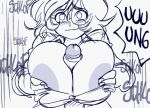  animated animated_gif areolae artist_request blush breasts english glasses hecchi_dechu huge_breasts monochrome paizuri penis smile speed_lines upper_body 