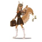  2018 anthro black_clothing clothed clothing digital_media_(artwork) digitigrade eyelashes female fur grey_hair hair madhotaru mammal open_mouth rodent simple_background solo squirrel tan_fur teeth tongue white_background 