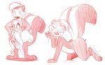  0r0ch1 anthro ball_gag balls cub cum cum_on_arm gag gay looney_tunes male mammal monochrome penis pep&#233;_le_pew pepe_le_pew red_and_white rodent size_difference sketch skunk squirrel warner_brothers young 