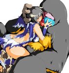  1girl ape_(monster_farm) bestiality black_hair blue_eyes breasts censored cum cum_in_pussy hetero horns mint_(monster_farm) monster_farm mosaic_censoring penis sex shi_yusu testicles wings 