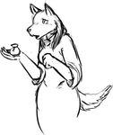  anthro canine clothed clothing digital_media_(artwork) japanese_kobold mammal money_bag monochrome radial_(artist) sketch solo tagme tears 