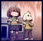  ambiguous_gender anthro asriel_dreemurr caprine chara_(undertale) clothing duo goat human male mammal nyusu_ut undertale video_games 