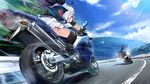  clouds front_wing fukami_reina game_cg grisaia:_phantom_trigger kneehighs long_hair motorcycle purple_hair seifuku skirt sky watanabe_akio 