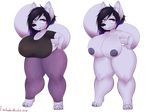  alpha_channel big_breasts black_hair breasts canine clothed clothing female fox fur hair huge_breasts inverted_nipples limebeatzafterdark mammal nipples nude purple_eyes pussy scene_hair shirt short shortstack smile smirk solo white_fur wide_hips yoga_pants 