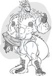  anthro beckoning big_penis briefs bulge clothing erection humanoid_penis kazushi looking_at_viewer male muscular muscular_male nipple_piercing nipples penis penis_through_fly piercing poking_out precum reptile scalie smile solo standing underwear veiny_muscles 