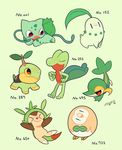  ambiguous_gender auko avian brown_fur bulbasaur chespin chikorita feathers feral flora_fauna fur green_body green_spots group leaf leaf_tail lizard lying markings nintendo plant pok&eacute;mon pok&eacute;mon_(species) red_eyes red_markings reptile rowlet scalie snivy spots standing tan_belly tan_feathers treecko turtle turtle_shell turtwig video_games vines white_belly white_feathers yellow_belly yellow_markings 