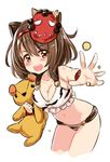  animal_print brown_hair draph granblue_fantasy horns mask mask_on_head stuffed_animal stuffed_toy unname yaia_(granblue_fantasy) 