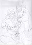  anal anal_penetration anthro balls cum demon dragon forked_tongue human jackie_chan_adventures male male/male mammal orangecatslutz penetration scalie shendu sketch tongue valmont 