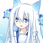  animal_ears blue_eyes fairy_fencer_f karin_(fairy_fencer_f) long_hair lowres meimu_(infinity) open_mouth white_hair 
