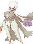  1girl artist_request blush breasts cleavage female flower full_body large_breasts nipples no_humans plant_girl pokemon pokemon_(creature) red_eyes roserade see-through short_hair solo standing white_hair wide_hips 