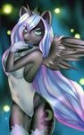  2016 abstract_background anthro blue_hair breasts clothed clothing crown cute cutie_mark equine eyelashes eyeshadow feathered_wings feathers female friendship_is_magic fully_clothed gloves hair horn legwear leotard long_hair looking_at_viewer makeup mammal mascara my_little_pony navel pinktooth portrait pose princess_luna_(mlp) smile solo standing stockings teal_eyes thigh_highs three-quarter_portrait winged_unicorn wings 