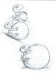  2000 agumon anthro belly big_belly claws digimon dinosaur inflation male monochrome nick_bondra sketch solo 