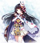  black_hair blue_eyes hair_ornament japanese_clothes kimono long_hair looking_at_viewer mask onmyoji solo youzi_xia yuki_onna_(onmyoji) 