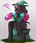  2019 anthro big_breasts black_fur bovid breasts caprine crossgender deltarune eyewear female fur glasses goat hat karakylia mammal nipples ralsei scarf solo video_games 